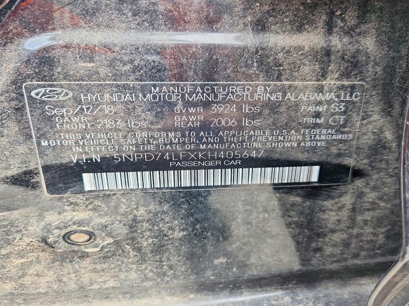 2019 Hyundai Elantra მანქანა იყიდება აუქციონზე, vin: 5NPD74LFXKH405647, აუქციონის ნომერი: 60021956