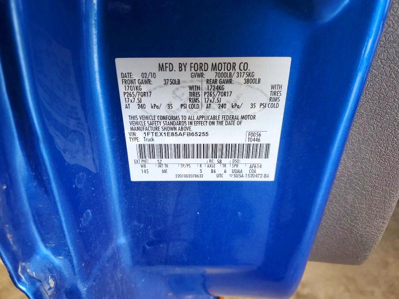 59196636 :رقم المزاد ، 1FTEX1E85AFB65255 vin ، 2010 Ford F150 مزاد بيع