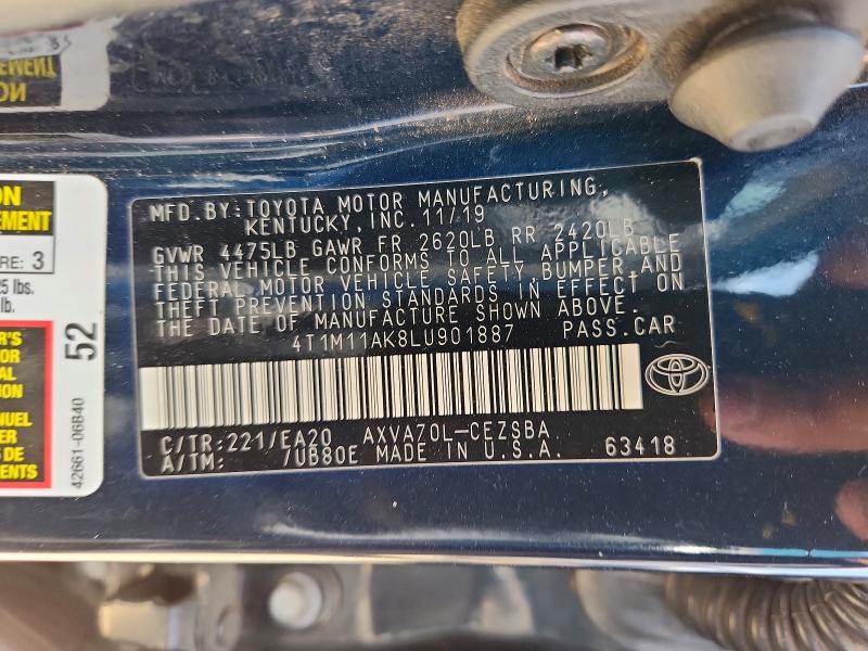 Aukcja sprzedaży 2020 Toyota Camry, vin: 4T1M11AK8LU901887, numer aukcji: 61566096