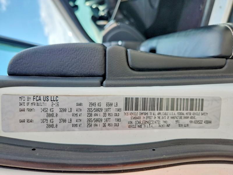 Aukcja sprzedaży 2016 Jeep Grand Cherokee, vin: 1C4RJEBM4GC314731, numer aukcji: 62708446