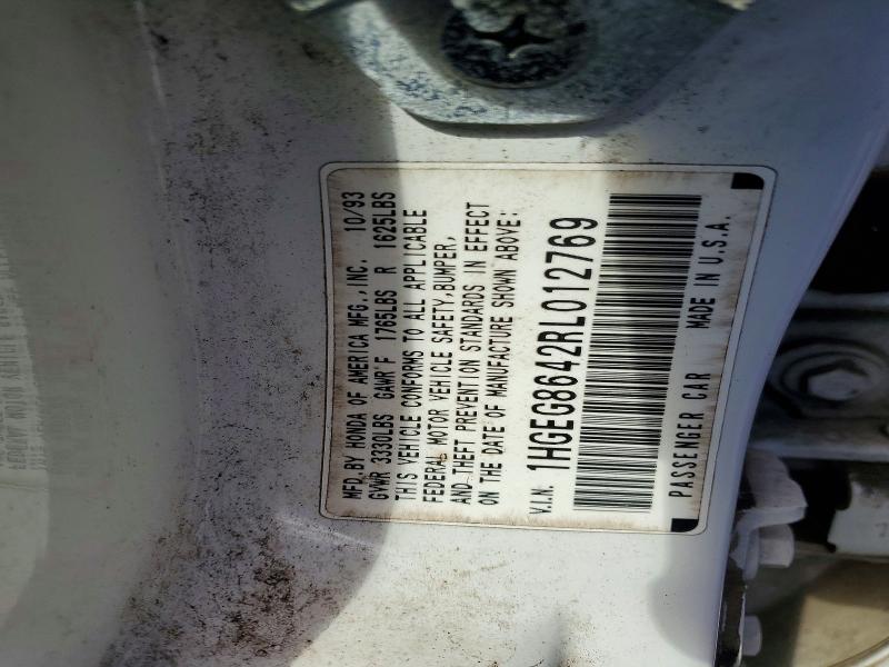 1994 Honda Civic მანქანა იყიდება აუქციონზე, vin: 1HGEG8642RL012769, აუქციონის ნომერი: 61961556