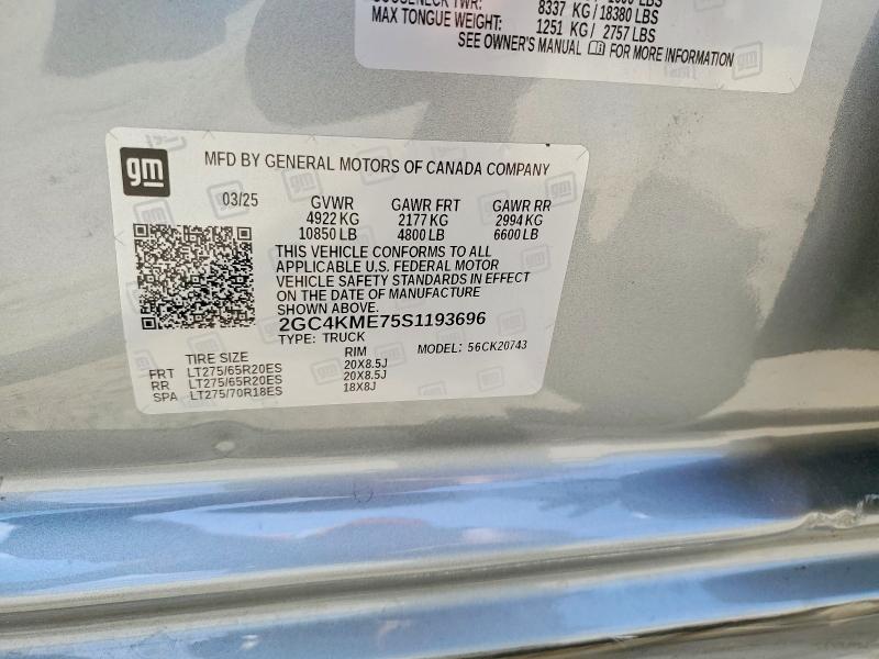 Продажа на аукционе авто 2025 Chevrolet Silverado, vin: 2GC4KME75S1193696, номер лота: 62241216