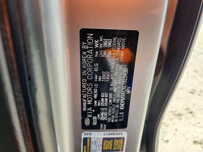 59147066 :رقم المزاد ، KNDPM3ACXL7815430 vin ، 2020 Kia Sportage مزاد بيع