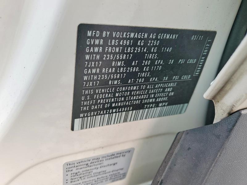 Продаж на аукціоні авто 2011 Volkswagen Tiguan, vin: WVGBV7AX2BW549659, номер лоту: 61110016