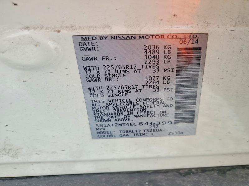 Продажа на аукционе авто 2014 Nissan Rogue, vin: 5N1AT2MT4EC846399, номер лота: 63521496