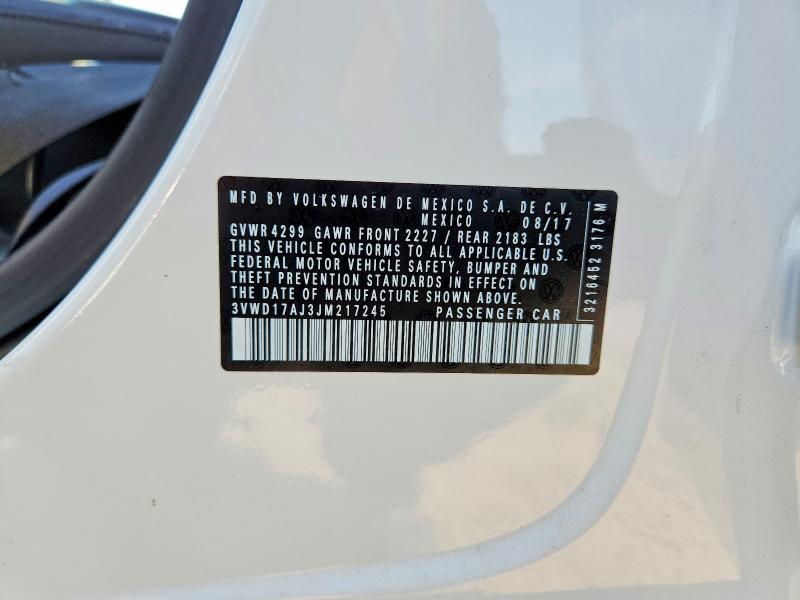 Продаж на аукціоні авто 2018 Volkswagen Jetta, vin: 3VWD17AJ3JM217245, номер лоту: 61633486