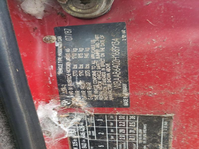 Продаж на аукціоні авто 1987 Bmw 325, vin: WBAAB6402H1689134, номер лоту: 61533676