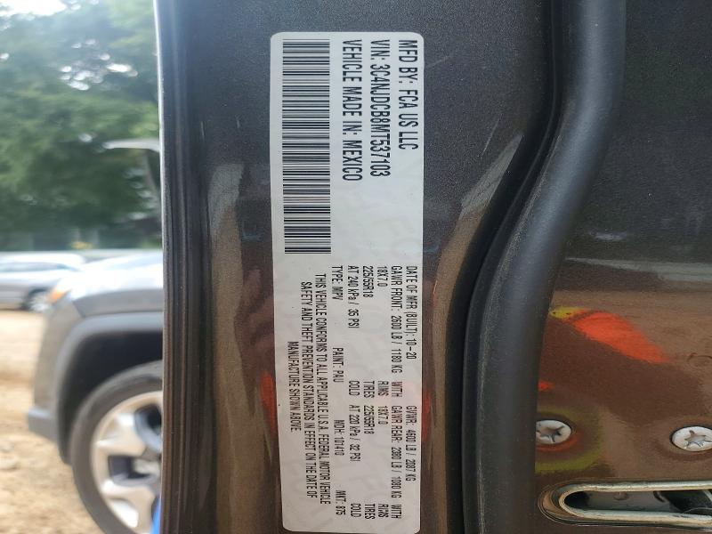 2021 Jeep Compass მანქანა იყიდება აუქციონზე, vin: 3C4NJDCB8MT537103, აუქციონის ნომერი: 61056606