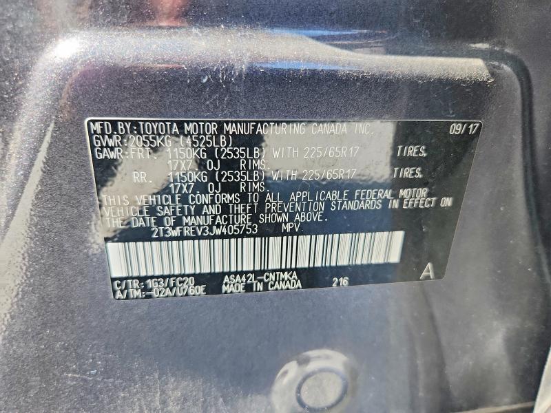 62140336 :رقم المزاد ، 2T3WFREV3JW405753 vin ، 2018 Toyota Rav4 مزاد بيع