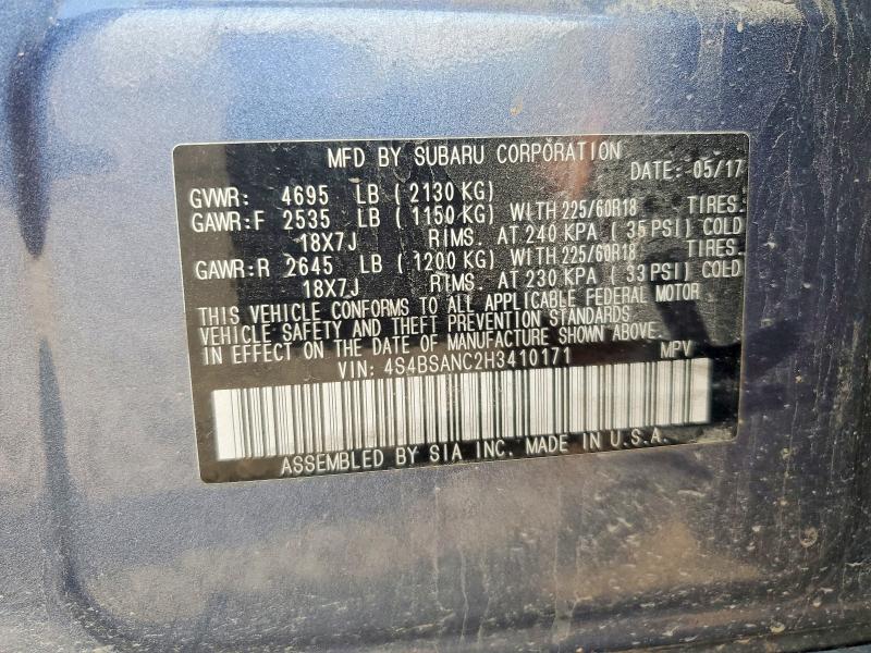 Продаж на аукціоні авто 2017 Subaru Outback, vin: 4S4BSANC2H3410171, номер лоту: 62659316