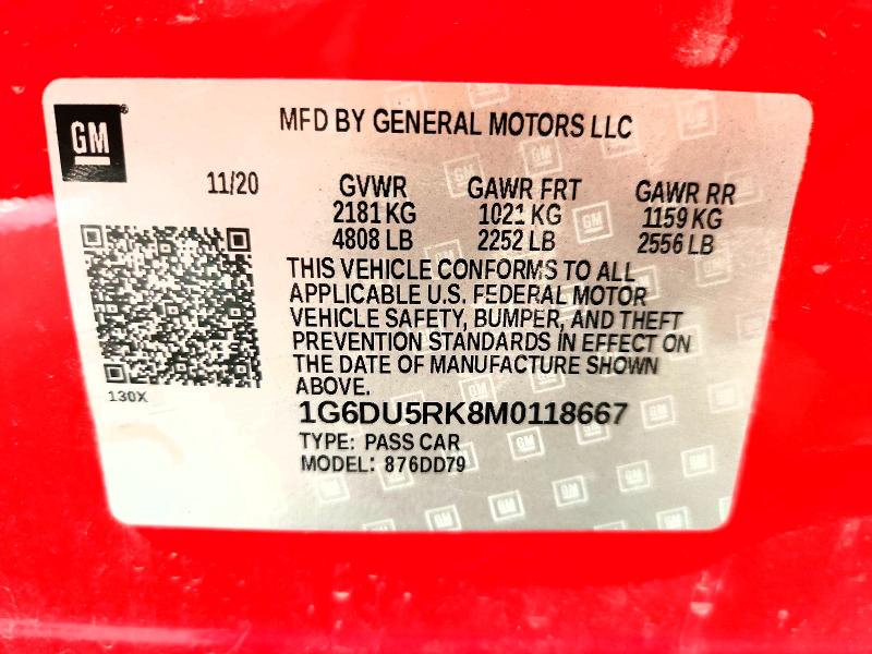 Aukcja sprzedaży 2021 Cadillac Ct5, vin: 1G6DU5RK8M0118667, numer aukcji: 60459816