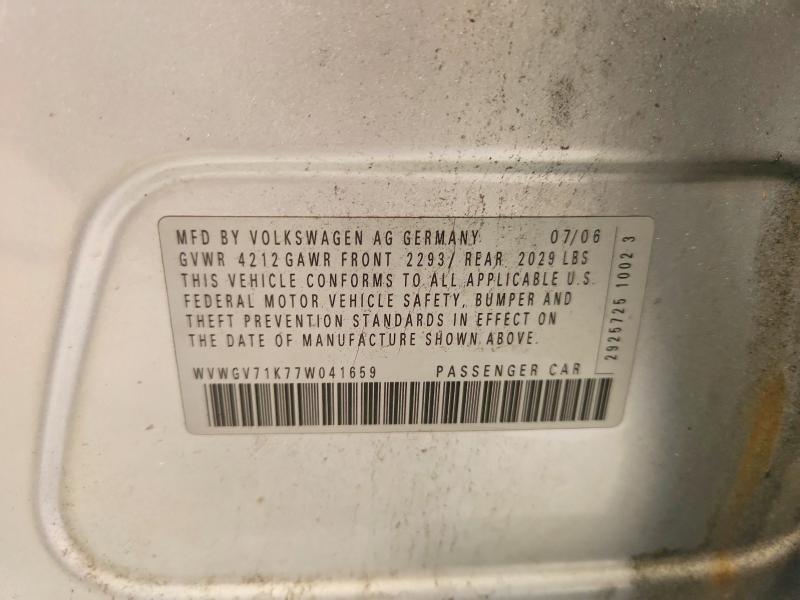 2007 Volkswagen New Gti მანქანა იყიდება აუქციონზე, vin: WVWGV71K77W041659, აუქციონის ნომერი: 62279166
