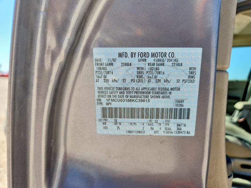 61902776 :رقم المزاد ، 1FMCU03188KC39815 vin ، 2008 Ford Escape مزاد بيع