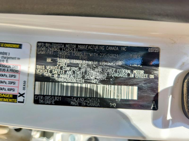 62767936 :رقم المزاد ، 2T2BAMBA2SC061034 vin ، 2025 Lexus Rx 350 مزاد بيع