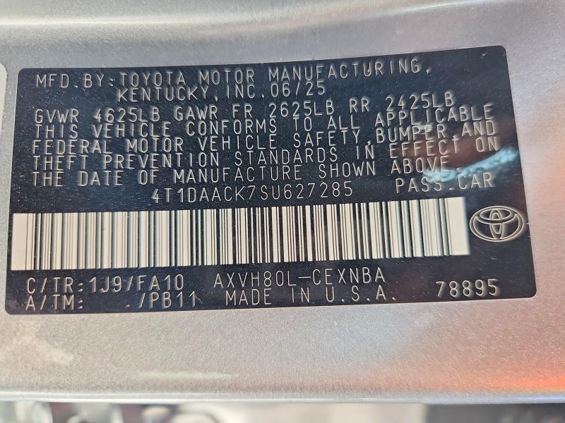 62529436 :رقم المزاد ، 4T1DAACK7SU627285 vin ، 2025 Toyota Camry مزاد بيع