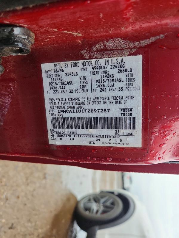 Продажа на аукционе авто 1996 Ford Aerostar, vin: 1FMCA11U1TZB97287, номер лота: 62837626
