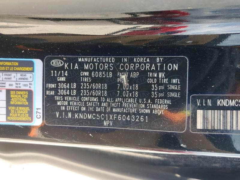 2015 Kia Sedona მანქანა იყიდება აუქციონზე, vin: KNDMC5C1XF6043261, აუქციონის ნომერი: 62224446