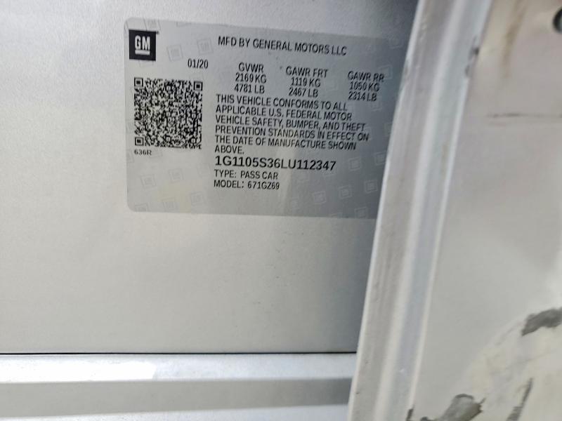 61886136 :رقم المزاد ، 1G1105S36LU112347 vin ، 2020 Chevrolet Impala مزاد بيع