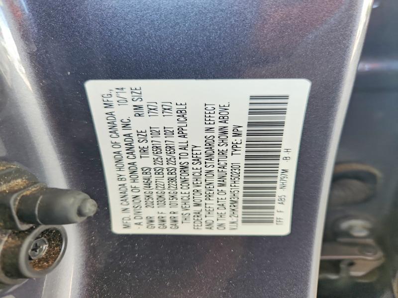 Продажа на аукционе авто 2015 Honda Cr-v, vin: 2HKRM3H51FH502301, номер лота: 61533216