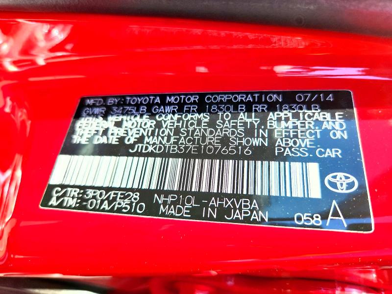 Aukcja sprzedaży 2014 Toyota Prius C, vin: JTDKDTB37E1076516, numer aukcji: 59827106