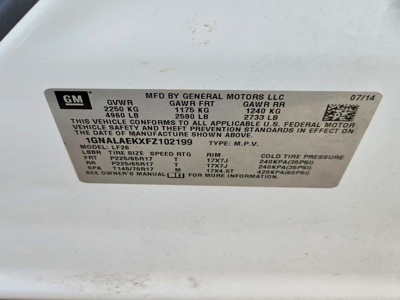 60565696 :رقم المزاد ، 1GNALAEKXFZ102199 vin ، 2015 Chevrolet Equinox مزاد بيع