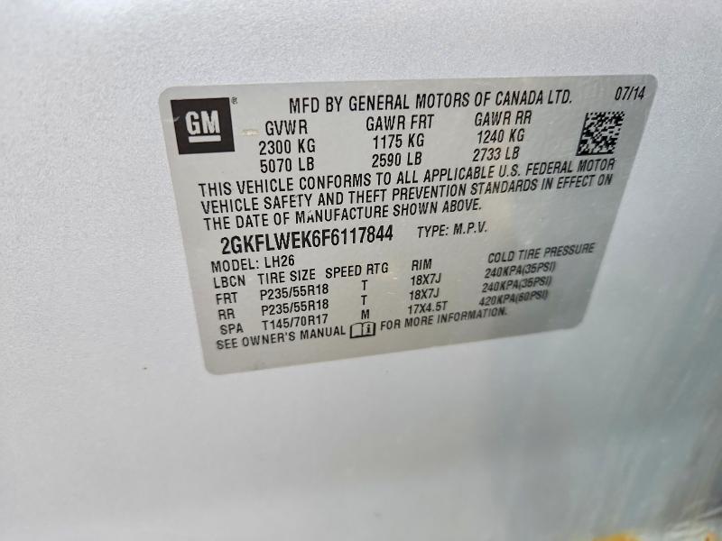 2015 Gmc Terrain მანქანა იყიდება აუქციონზე, vin: 2GKFLWEK6F6117844, აუქციონის ნომერი: 62491676