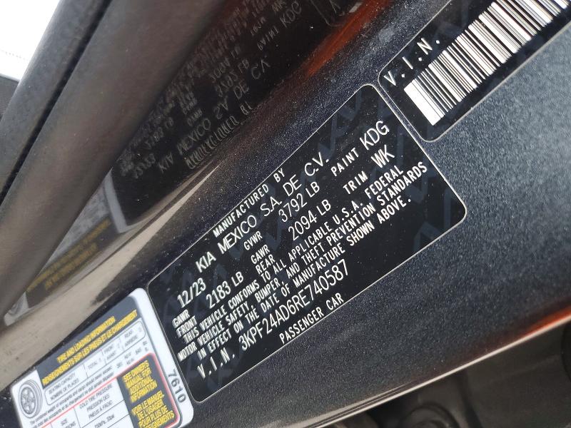 Aukcja sprzedaży 2024 Kia Forte, vin: 3KPF24AD6RE740587, numer aukcji: 61593106
