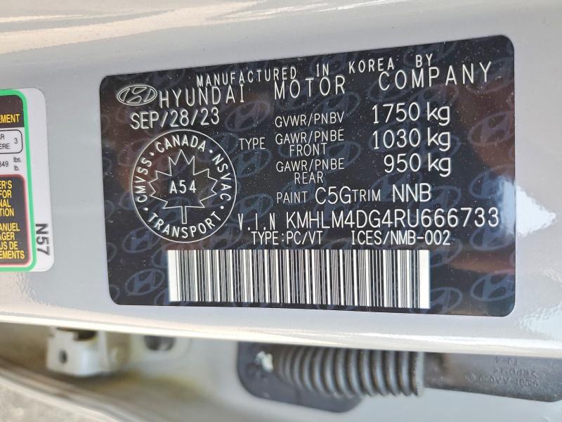 59586796 :رقم المزاد ، KMHLM4DG4RU666733 vin ، 2024 Hyundai Elantra مزاد بيع