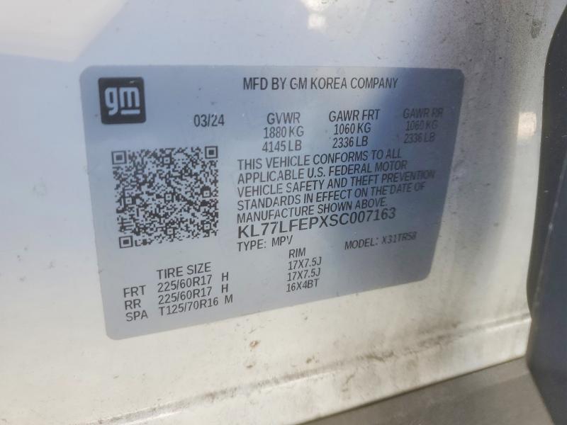 Aukcja sprzedaży 2025 Chevrolet Trax, vin: KL77LFEPXSC007163, numer aukcji: 60383766
