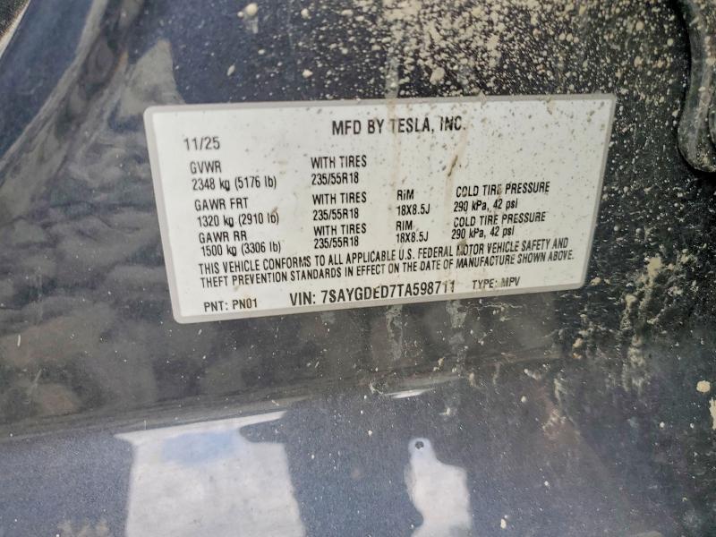 Продажа на аукционе авто 2026 Tesla Model Y, vin: 7SAYGDED7TA598711, номер лота: 62949486