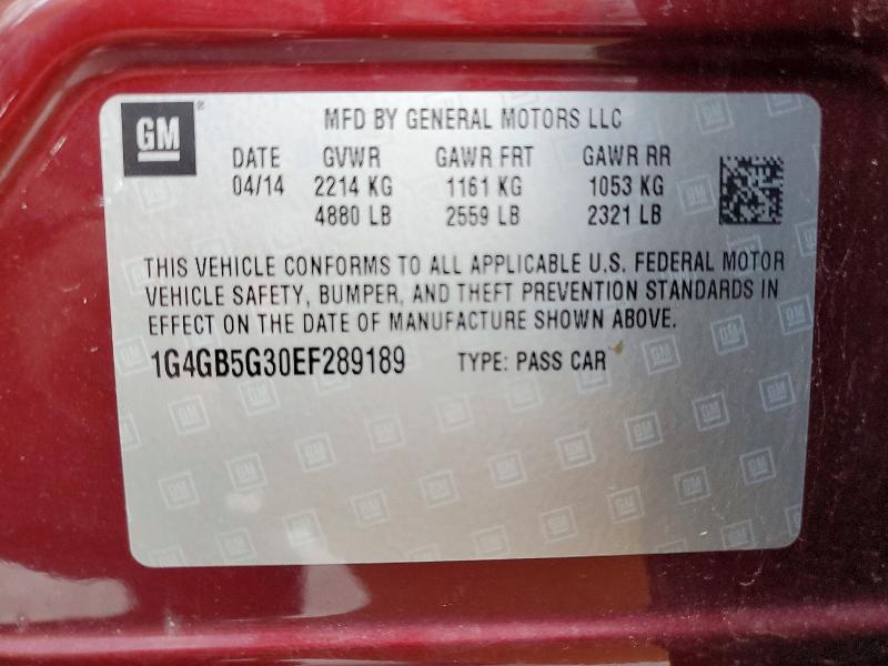 Продаж на аукціоні авто 2014 Buick Lacrosse, vin: 1G4GB5G30EF289189, номер лоту: 61364816