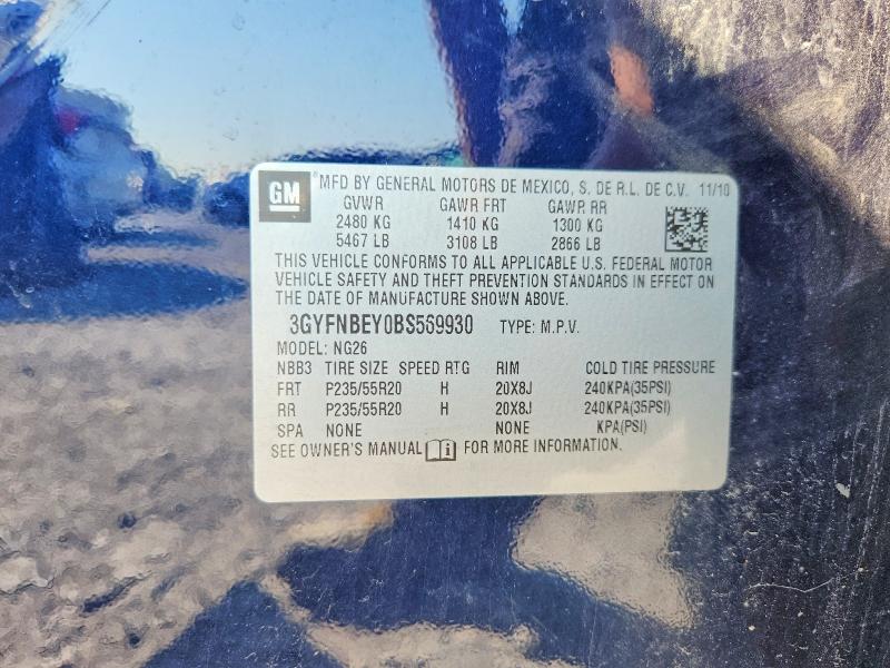 59877076 :رقم المزاد ، 3GYFNBEY0BS569930 vin ، 2011 Cadillac Srx مزاد بيع