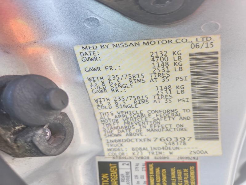 Продажа на аукционе авто 2015 Nissan Frontier, vin: 1N6BD0CTXFN760397, номер лота: 62262296