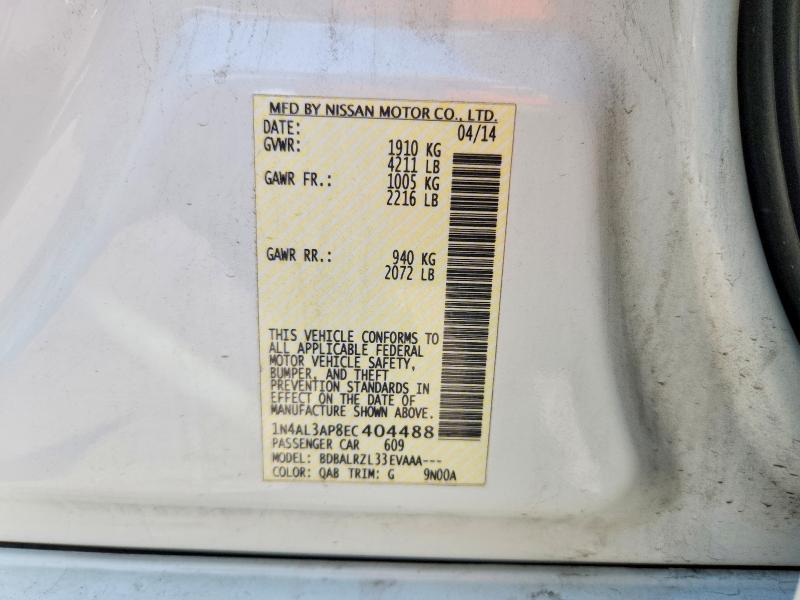 Продажа на аукционе авто 2014 Nissan Altima, vin: 1N4AL3AP8EC404488, номер лота: 62350796