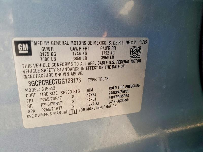 Продаж на аукціоні авто 2016 Chevrolet Silverado, vin: 3GCPCREC7GG128173, номер лоту: 61570706