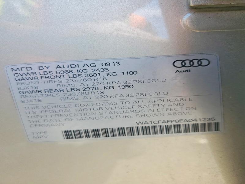 Продаж на аукціоні авто 2014 Audi Q5, vin: WA1CFAFP8EA041235, номер лоту: 63403036