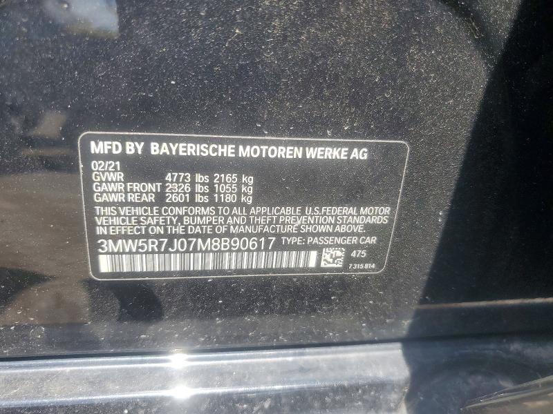 Продаж на аукціоні авто 2021 Bmw 330xi, vin: 3MW5R7J07M8B90617, номер лоту: 58700056
