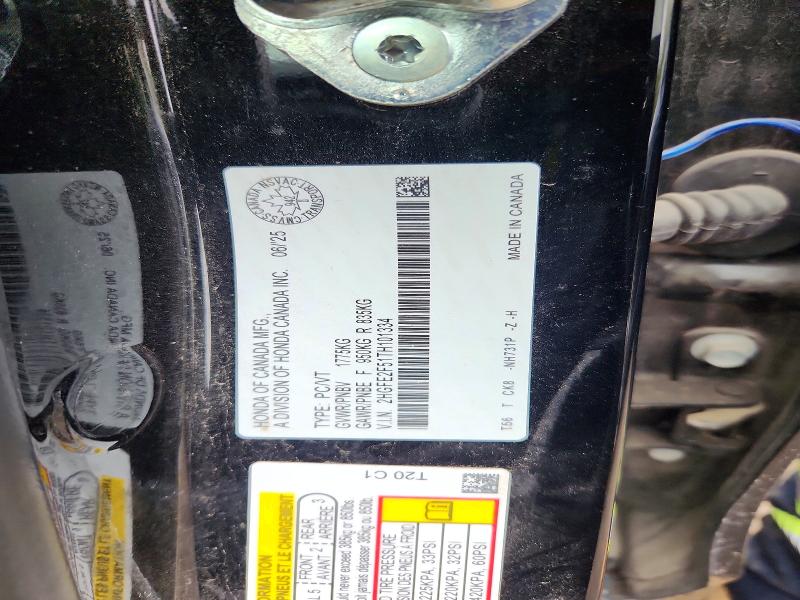 2026 Honda Civic მანქანა იყიდება აუქციონზე, vin: 2HGFE2F51TH101334, აუქციონის ნომერი: 60273386