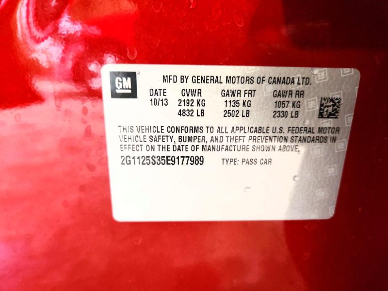 62631906 :رقم المزاد ، 2G1125S35E9177989 vin ، 2014 Chevrolet Impala مزاد بيع