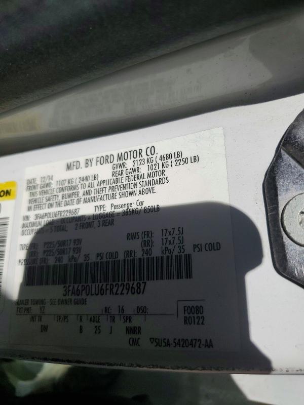 62842856 :رقم المزاد ، 3FA6P0LU6FR229687 vin ، 2015 Ford Fusion مزاد بيع