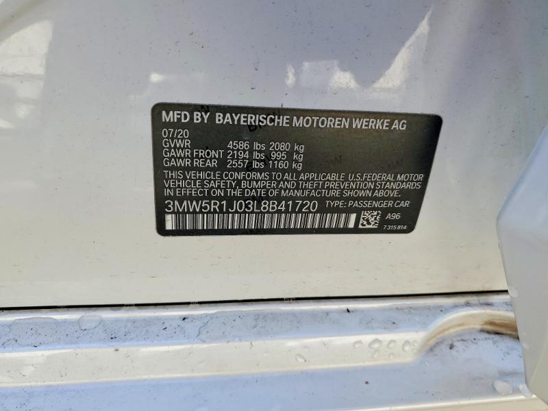 Продаж на аукціоні авто 2020 Bmw 330i, vin: 3MW5R1J03L8B41720, номер лоту: 60514956