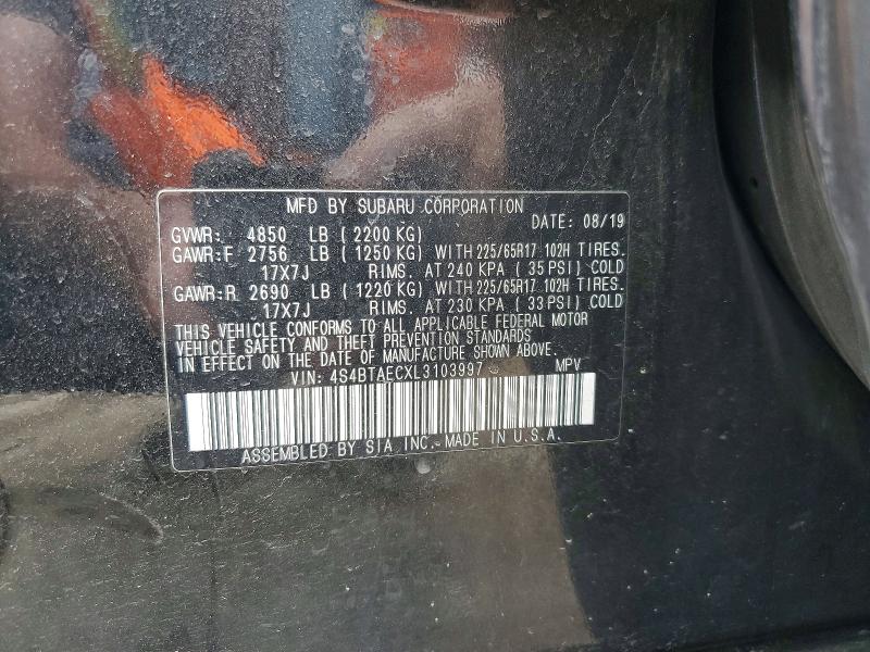 Aukcja sprzedaży 2020 Subaru Outback, vin: 4S4BTAECXL3103997, numer aukcji: 60275766