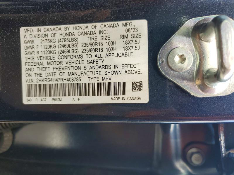 63148196 :رقم المزاد ، 2HKRS4H47RH408785 vin ، 2024 Honda Cr-v مزاد بيع