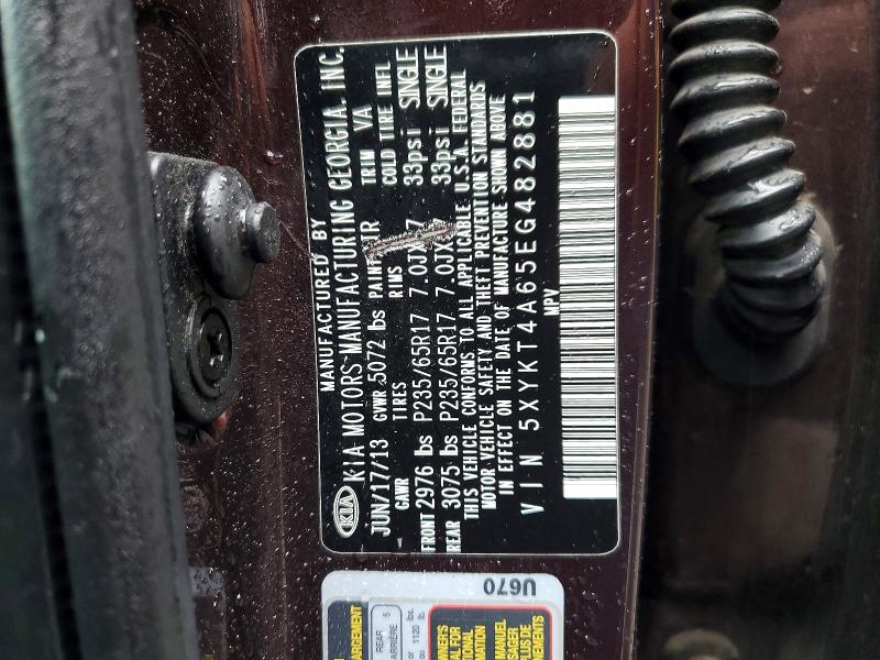 2014 Kia Sorento მანქანა იყიდება აუქციონზე, vin: 5XYKT4A65EG482881, აუქციონის ნომერი: 60312166