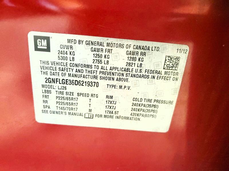 2013 Chevrolet Equinox მანქანა იყიდება აუქციონზე, vin: 2GNFLGE36D6219370, აუქციონის ნომერი: 63521336