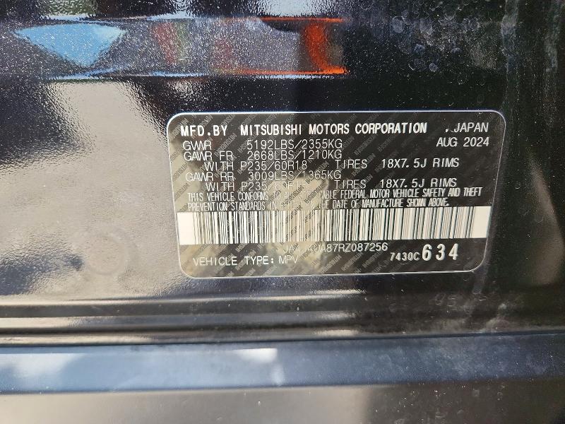 62223006 :رقم المزاد ، JA4J4UA87RZ087256 vin ، 2024 Mitsubishi Outlander مزاد بيع