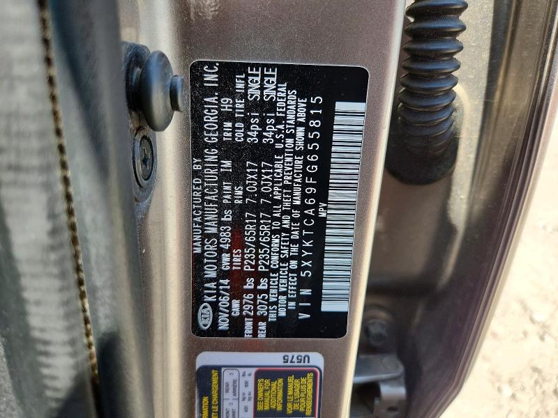 Продаж на аукціоні авто 2015 Kia Sorento, vin: 5XYKTCA69FG655815, номер лоту: 61565996
