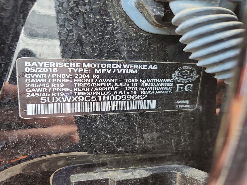 Aukcja sprzedaży 2017 Bmw X3, vin: 5UXWX9C51H0D99662, numer aukcji: 61775796