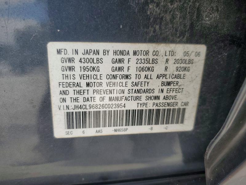 Aukcja sprzedaży 2006 Acura Tsx, vin: JH4CL96826C023954, numer aukcji: 63482256