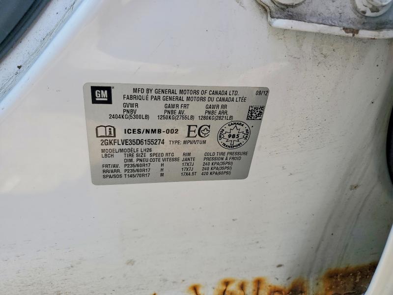 2013 Gmc Terrain მანქანა იყიდება აუქციონზე, vin: 2GKFLVE35D6155274, აუქციონის ნომერი: 61422086